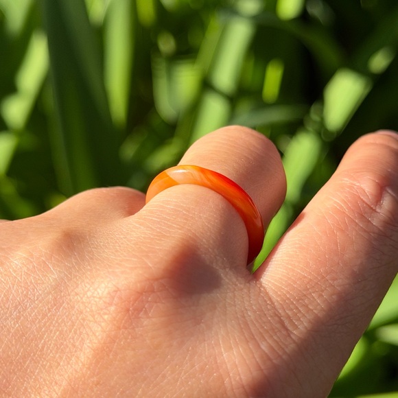 Size 7 super skinny red orange carnelian ring 0683 - Picture 4 of 9